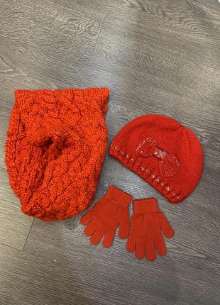 Next зимний комплект шапка снуд шарф перчатки 3-6 лет