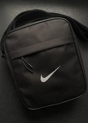 Мужская черная сумка через плечо, барсетка nike, найк.