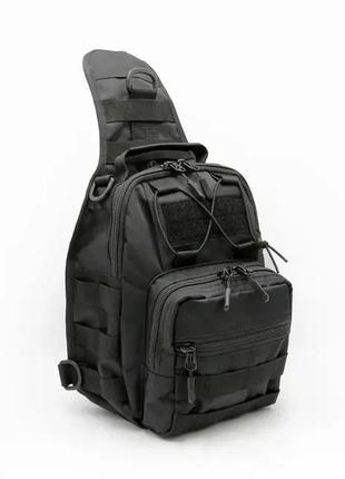 Качественная тактическая сумка, укрепленная мужская сумка, рюкзак тактическая слинг. цвет: черный5 фото