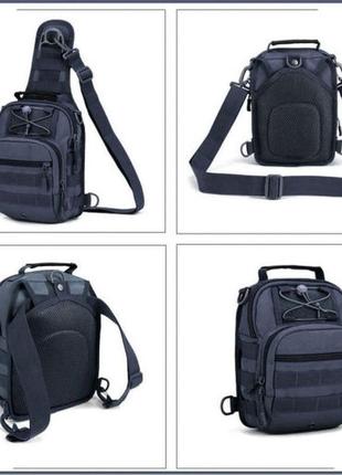 Качественная тактическая сумка, укрепленная мужская сумка, рюкзак тактическая слинг. цвет: черный6 фото
