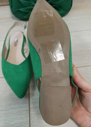 Мюлі босоніжки туфлі зеленого кольору з гострим носиком, primark. розмір устілки 23,5-24 см.3 фото