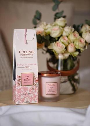 Rose & hibiscus (троянда та гібіскус) аромадифузор collines de provence, 100 мл5 фото