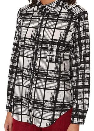 Topshop черно-белая женская блуза-рубашка с монохромным принтом в клетку