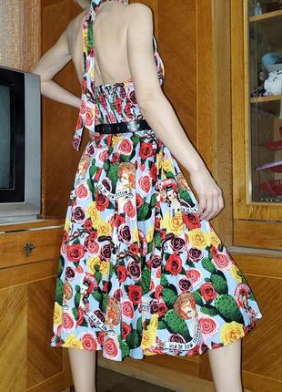Вінтажне пін-ап сукня сарафан принт квіти вінтаж ретро 50-е5 фото