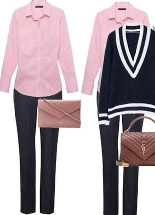 Коттоновая рожева сорочка в тонку смужку