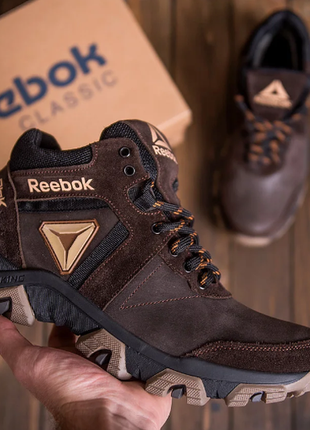 Чоловічі зимові шкіряні черевики reebok crossfit brown: r-04 шок w