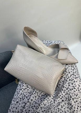 Женские туфли из натуральной кожи + сумочка красивый набор