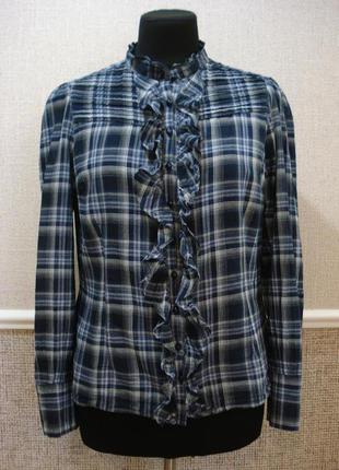 Хлопков а блузка из жабо блузка с воротником стойка большого размера 16/18