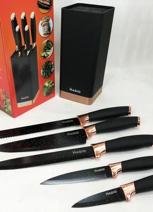 Универсальный кухонный ножевой набор magio mg-1092 5 шт, набор ножей для кухни, набор кухонных ножей8 фото