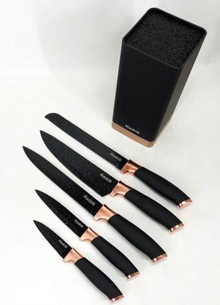 Универсальный кухонный ножевой набор magio mg-1092 5 шт, набор ножей для кухни, набор кухонных ножей10 фото