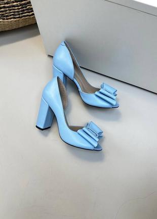 Голубые дизайнерские туфли из натуральной кожи 1520/11 фото