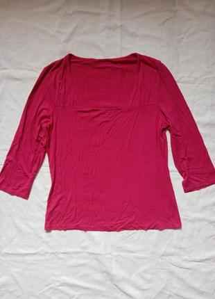 Лонгслив рожевий базовий кофта легка проста стрейчева з квадратним вирізом футболка блузка свитер светр кофтинка
