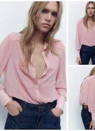 Zara новая бирки 🏷 полупрозрачная рубашка  zara с накладными карманами7 фото