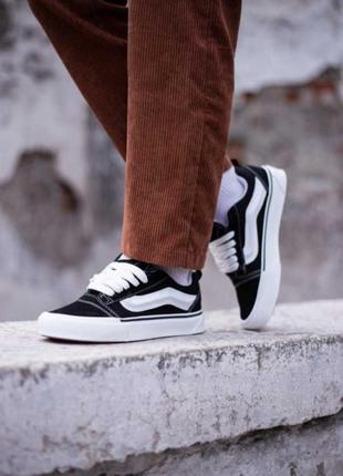 Женские кеды vans knu skool black white1 фото