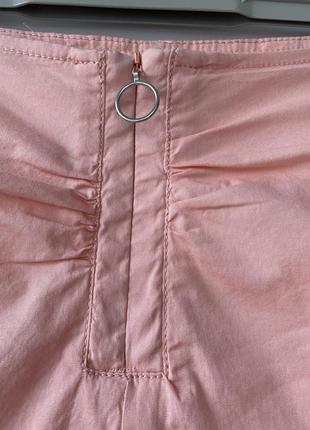 Хлопковая летняя юбочка розового цвета s короткая2 фото
