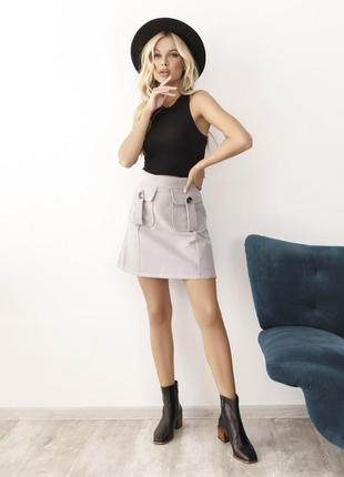 Модная кашемировая юбка с карманами разные цвета5 фото