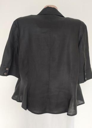 100% льон сорочка блуза чорна3 фото