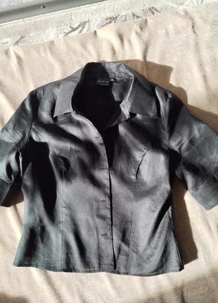 100% льон сорочка блуза чорна4 фото