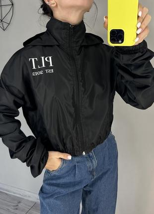 Нова! невесомая черная куртка (от ветра и дождя) plt. свободная. подойдет от хс до м5 фото