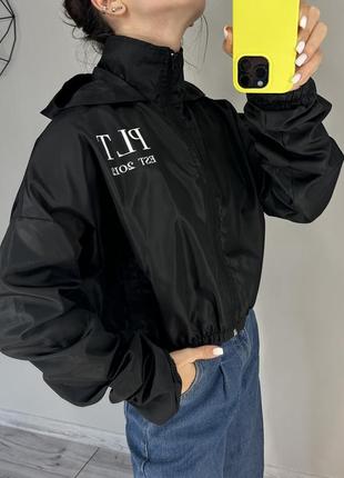 Нова! невесомая черная куртка (от ветра и дождя) plt. свободная. подойдет от хс до м2 фото
