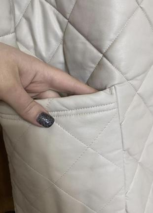 Новая шикарная стёганная удлинённая куртка рубашка из эко кожи 50-54 р3 фото