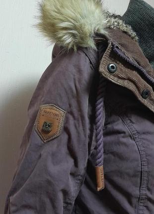 Неймовірна зимова куртка на хутрі сливового кольору німецького бренда naketano, 💯 оригінал5 фото