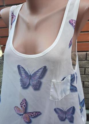 Майка шифонова жіноча принт метелики4 фото