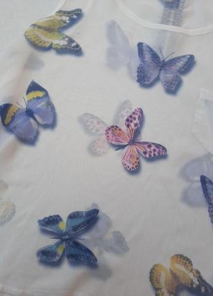 Майка шифонова жіноча принт метелики5 фото