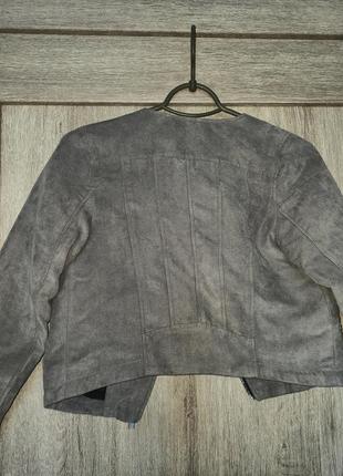 Косуха куртка для девочки замшевая серая весня пиджак жакет 1463 фото