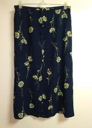 Натуральная юбка в цветочный принт 14/48-50 размера3 фото