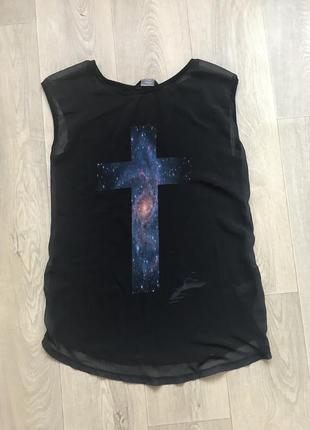Майка топ блуза с крестом с крептом с космосом xs s m select2 фото