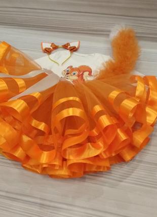 Костюм білочки новорічний костюм білки оранжева спідниця з фатину2 фото