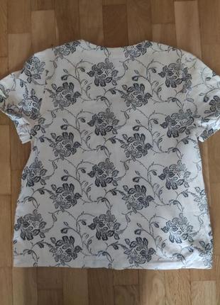 Льняная блуза цветочный принт, р 142 фото
