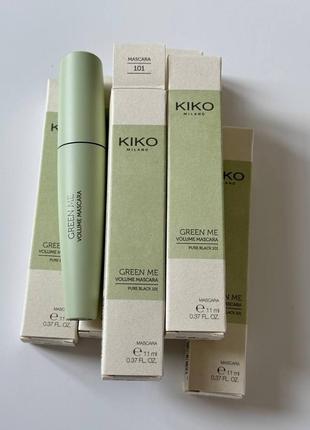 Тушь с эффектом экстремального объема kiko milano green me volume полный формат 11мл оттенок черный