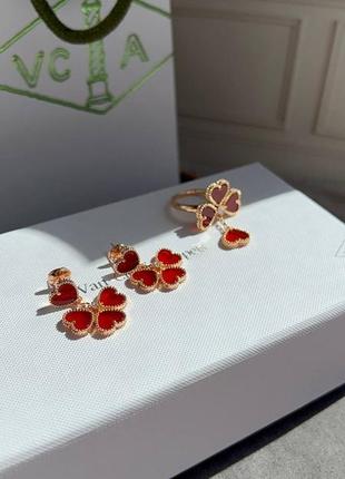 Комплект серьги кольца в стиле vca