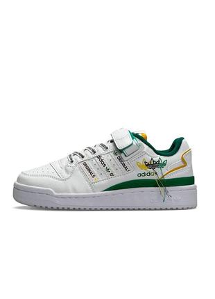 Adidas forum low белые с зеленым 🔹артикул: dm2055
