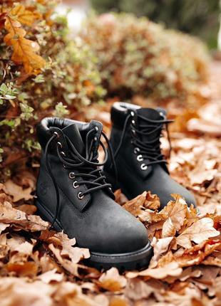 Ботинки timberland black термо черевики