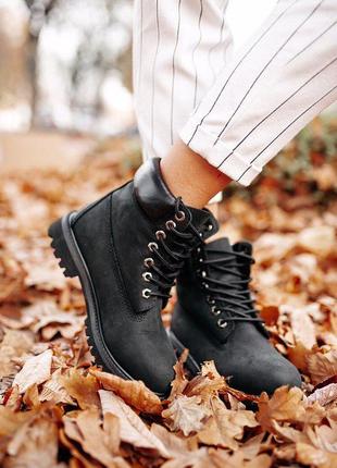 Ботинки timberland black термо черевики
