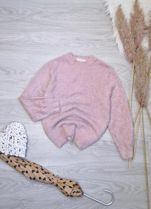 М'який пухнастий светр травичка запорошеного рожевого кольору