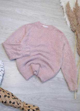 Мягенький пушистый свитер травка пыльного розового цвета5 фото