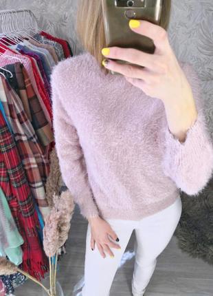 Мягенький пушистый свитер травка пыльного розового цвета3 фото