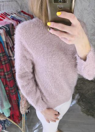 Мягенький пушистый свитер травка пыльного розового цвета6 фото