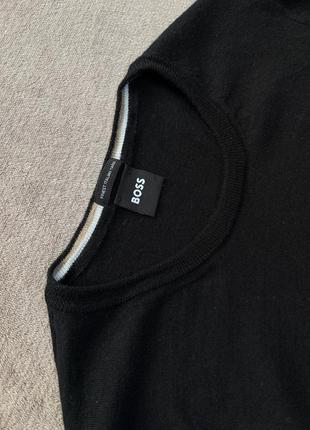 Hugo boss тонкий вовняний светр кофта джемпер пуловер чорний4 фото