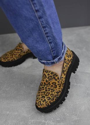 Замшевые туфли леопард на тракторной подошве,36-415 фото