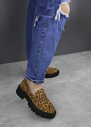 Замшевые туфли леопард на тракторной подошве,36-417 фото