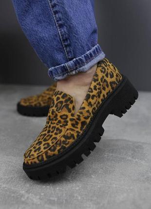 Замшевые туфли леопард на тракторной подошве,36-416 фото