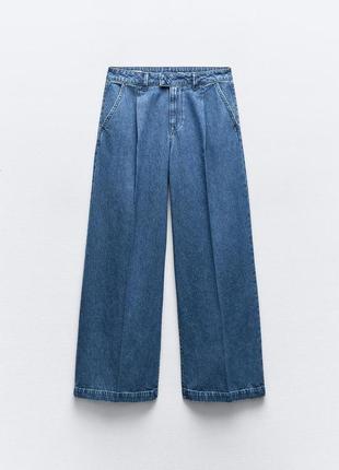 Широкие джинсы с защипами zara new