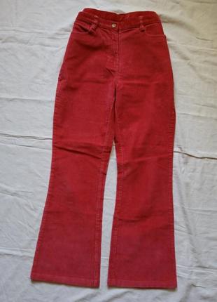Брюки женские кюлоты джинсовые коттоновые джинсы в рубчик яркие размер 10 12 ризширенные