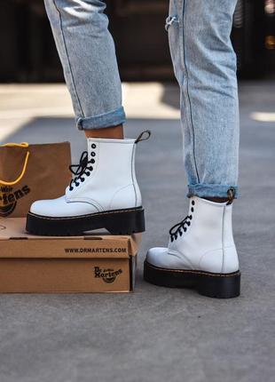 Ботинки белые dr. martens jadon white, сапоги мартинсы на платформе3 фото