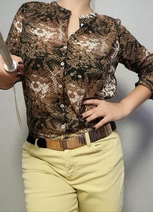 Блуза-рубашка из хлопка kaffe принт"змея" l-xl/12-14 размер1 фото